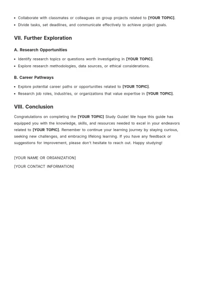 Free Blank Study Guide Template to Edit Online