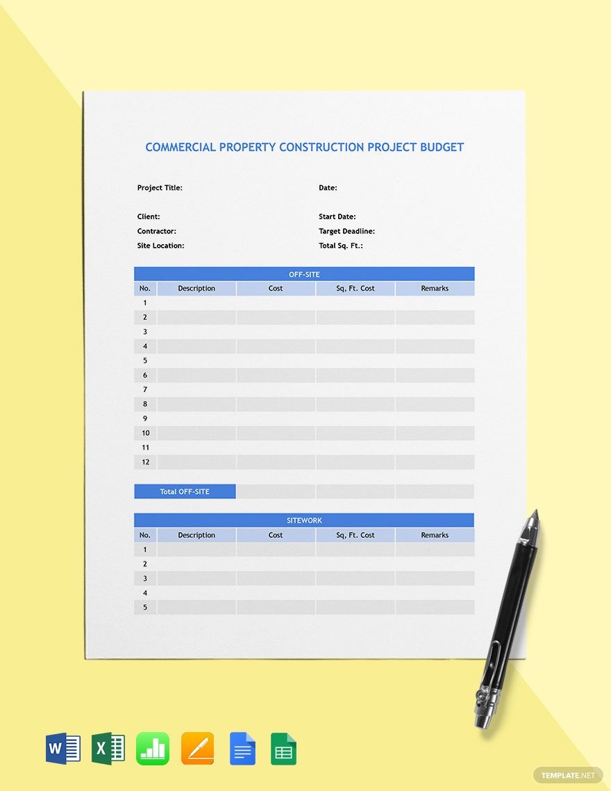 Commercial Property Budget Template