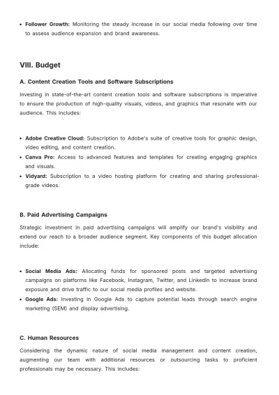 Free Social Media Action Plan Template to Edit Online