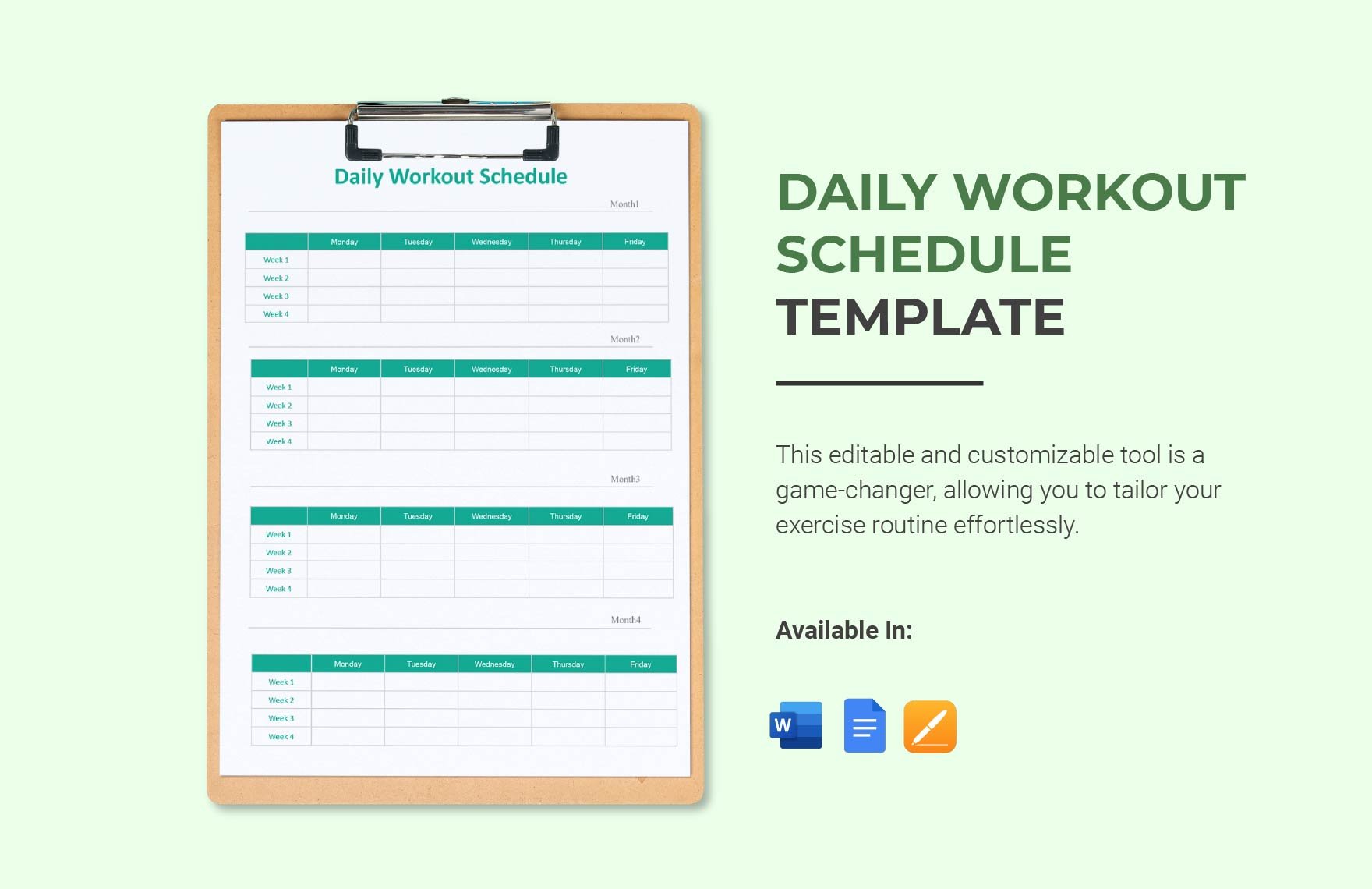 Daily Workout Schedule Template