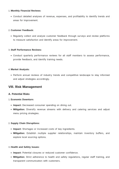 Free Restaurant Strategic Plan Template to Edit Online