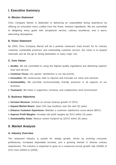 Free Restaurant Strategic Plan Template to Edit Online