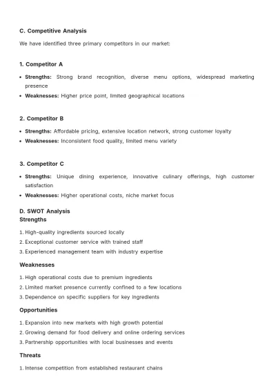 Free Restaurant Strategic Plan Template to Edit Online