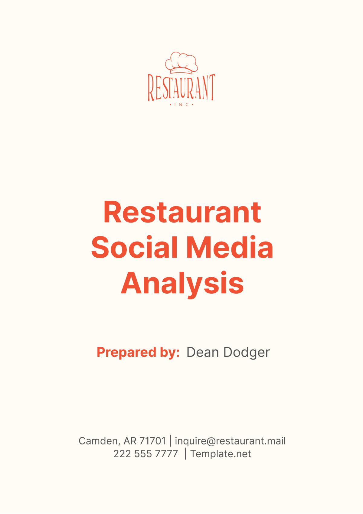 Free Restaurant Social Media Analysis Template