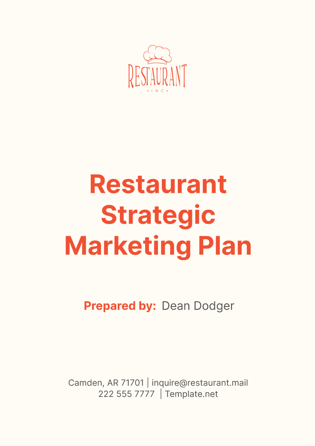 Restaurant Strategic Marketing Plan Template - Edit Online & Download