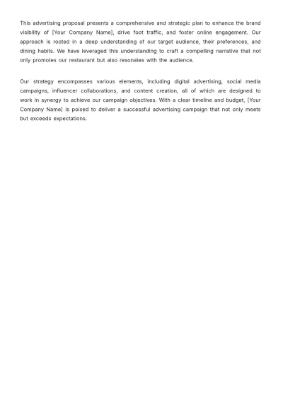 Free Restaurant Advertising Proposal Template to Edit Online