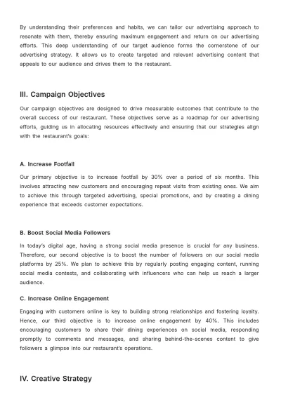 Free Restaurant Advertising Proposal Template to Edit Online