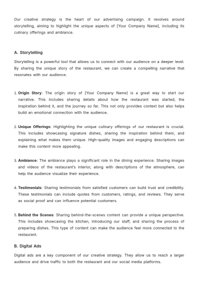 Free Restaurant Advertising Proposal Template to Edit Online