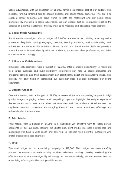 Free Restaurant Advertising Proposal Template to Edit Online