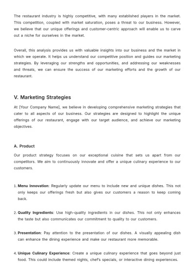 Free Sample Restaurant Marketing Plan Template to Edit Online