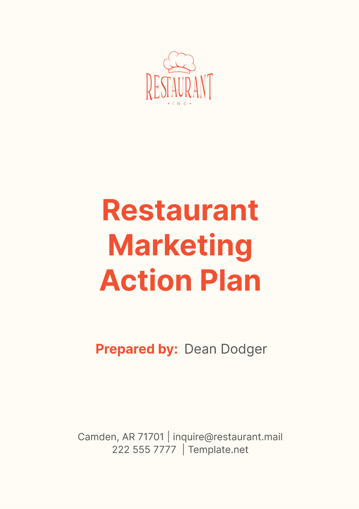 Restaurant Marketing Action Plan Template - Edit Online & Download