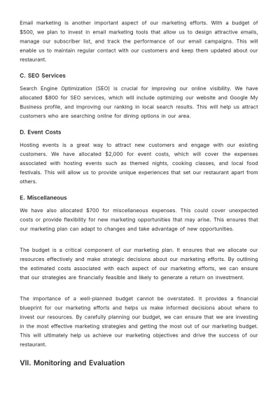 Free Restaurant Marketing Action Plan Template to Edit Online