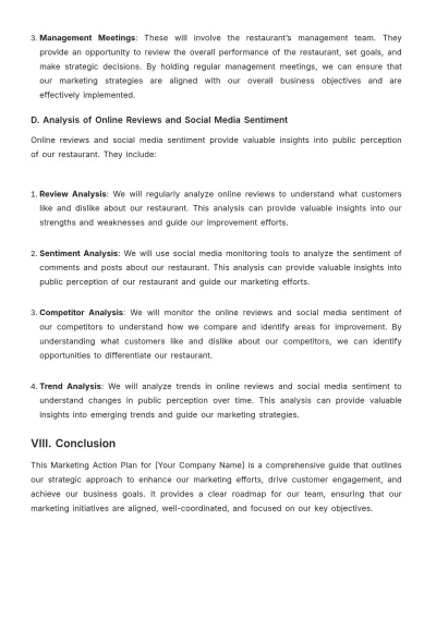 Free Restaurant Marketing Action Plan Template to Edit Online