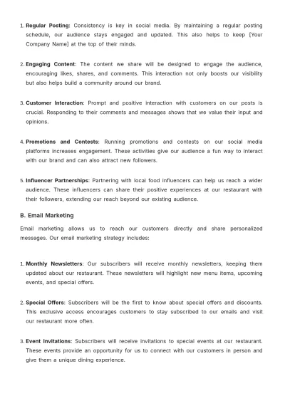 Free Restaurant Marketing Action Plan Template to Edit Online
