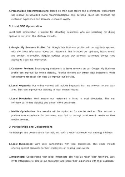 Free Restaurant Marketing Action Plan Template to Edit Online