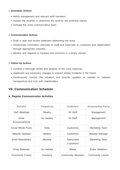 Free Restaurant Communication Plan Template to Edit Online