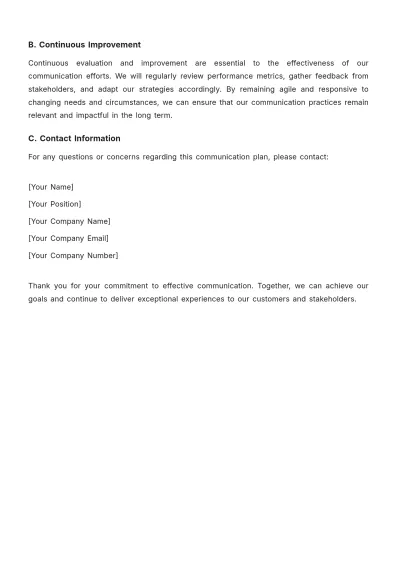 Free Restaurant Communication Plan Template to Edit Online