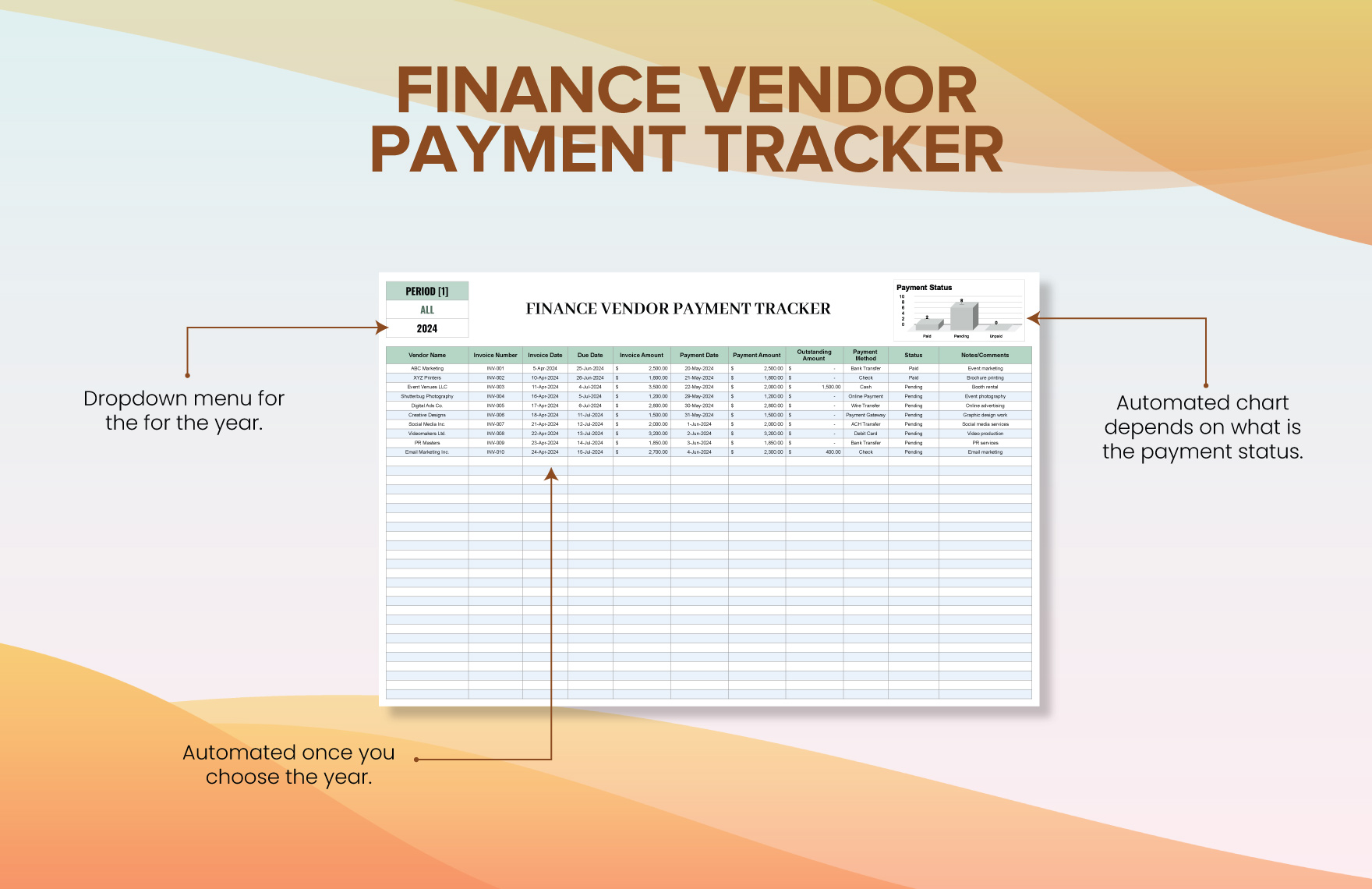 Finance Vendor Payment Tracker Template