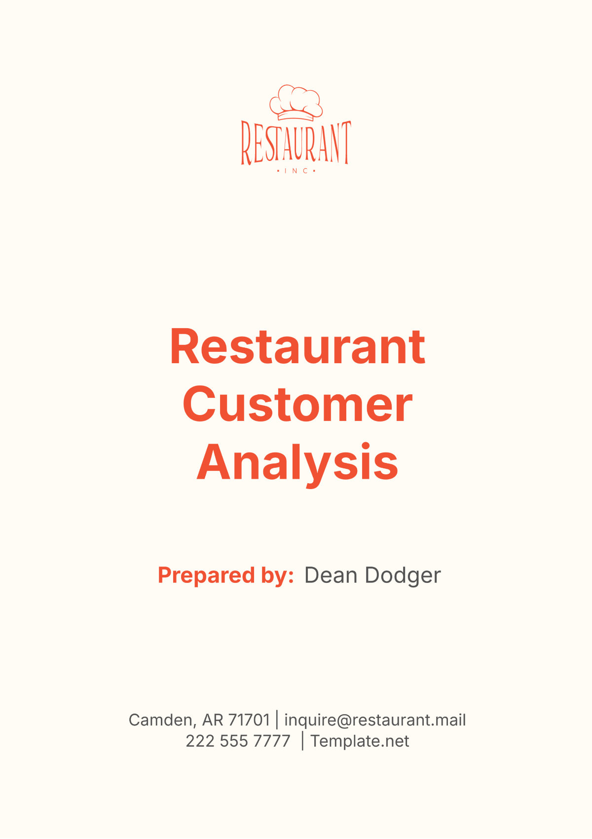 Restaurant Customer Analysis Template - Edit Online & Download