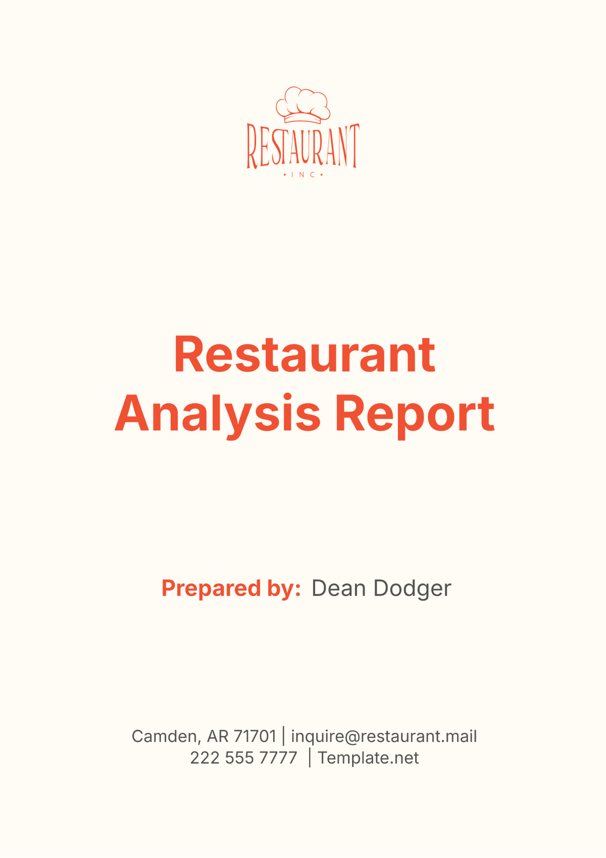 Restaurant Analysis Report Template - Edit Online & Download