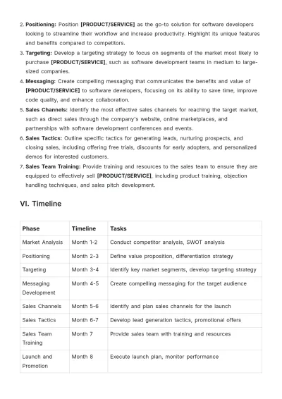 Free Sales Action Plan Template to Edit Online