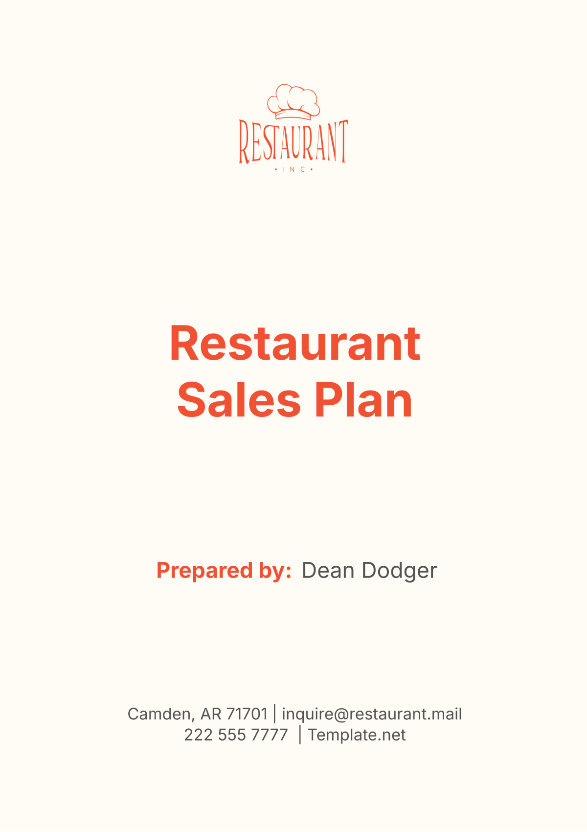 Restaurant Sales Plan Template - Edit Online & Download