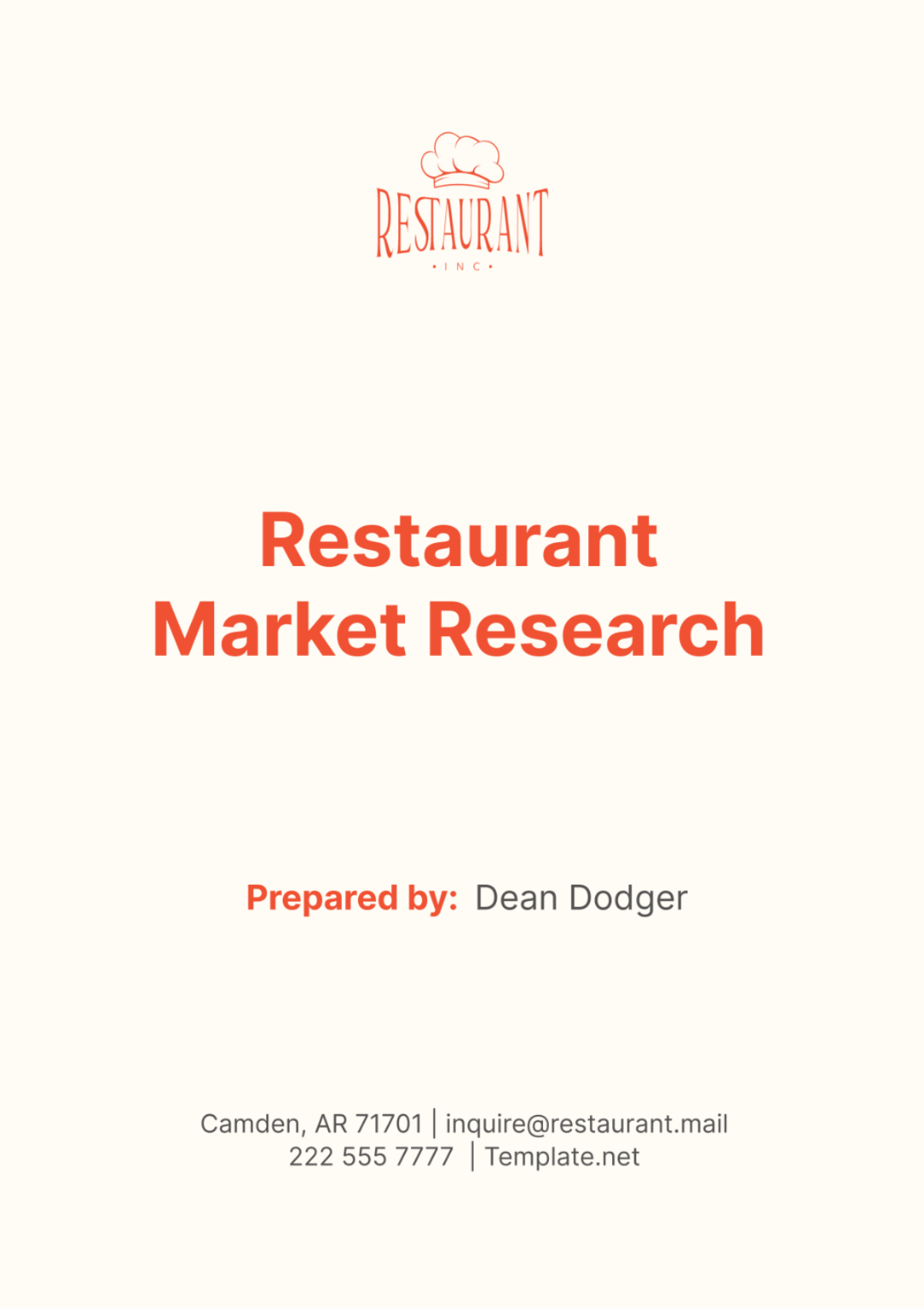 Free Restaurant Market Research Template