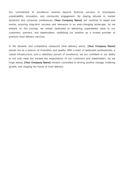 Free Restaurant Food Delivery Business Plan Template to Edit Online