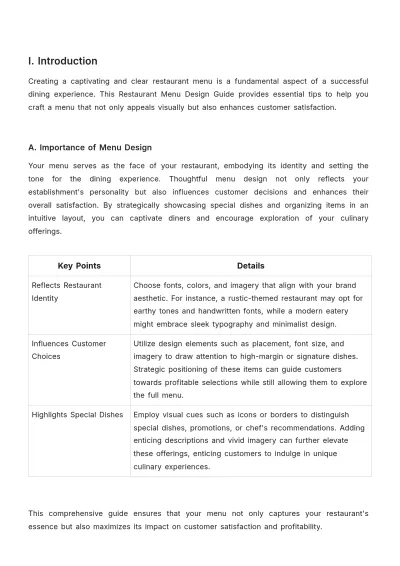 Free Restaurant Menu Design Guide Template to Edit Online