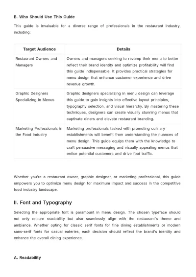 Free Restaurant Menu Design Guide Template to Edit Online