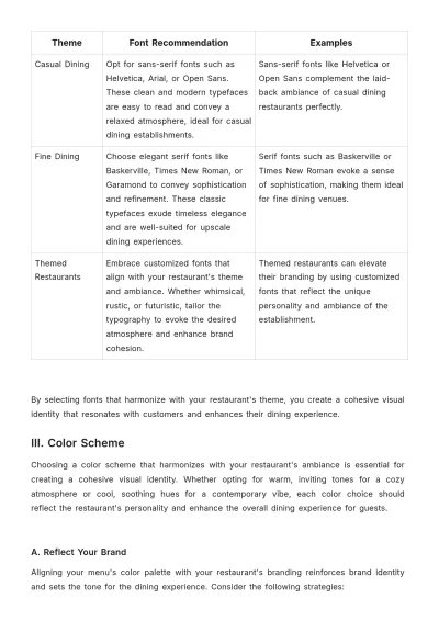 Free Restaurant Menu Design Guide Template to Edit Online