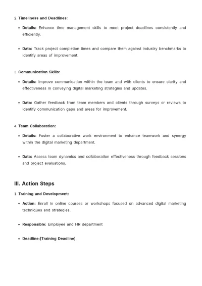 Free Performance Action Plan Template to Edit Online