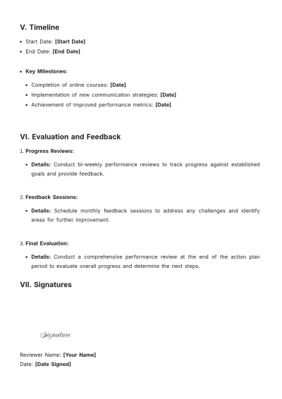 Free Performance Action Plan Template to Edit Online