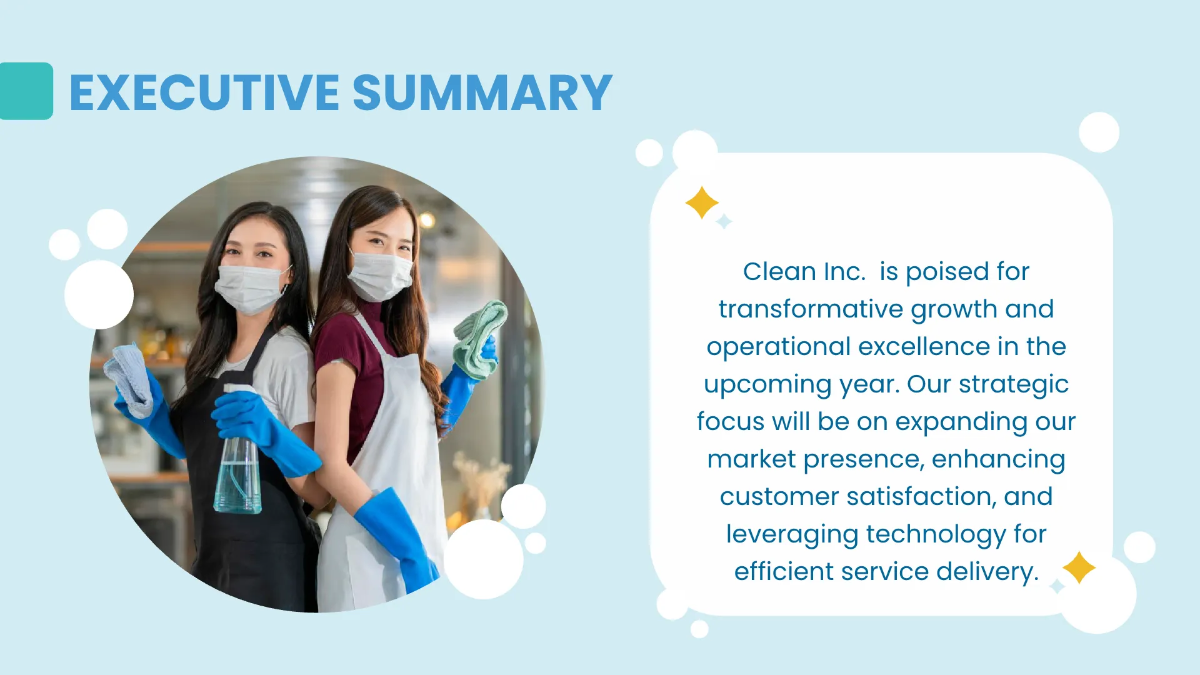 Free Cleaning Services Annual Strategy and Goals Presentation Template to Edit Online