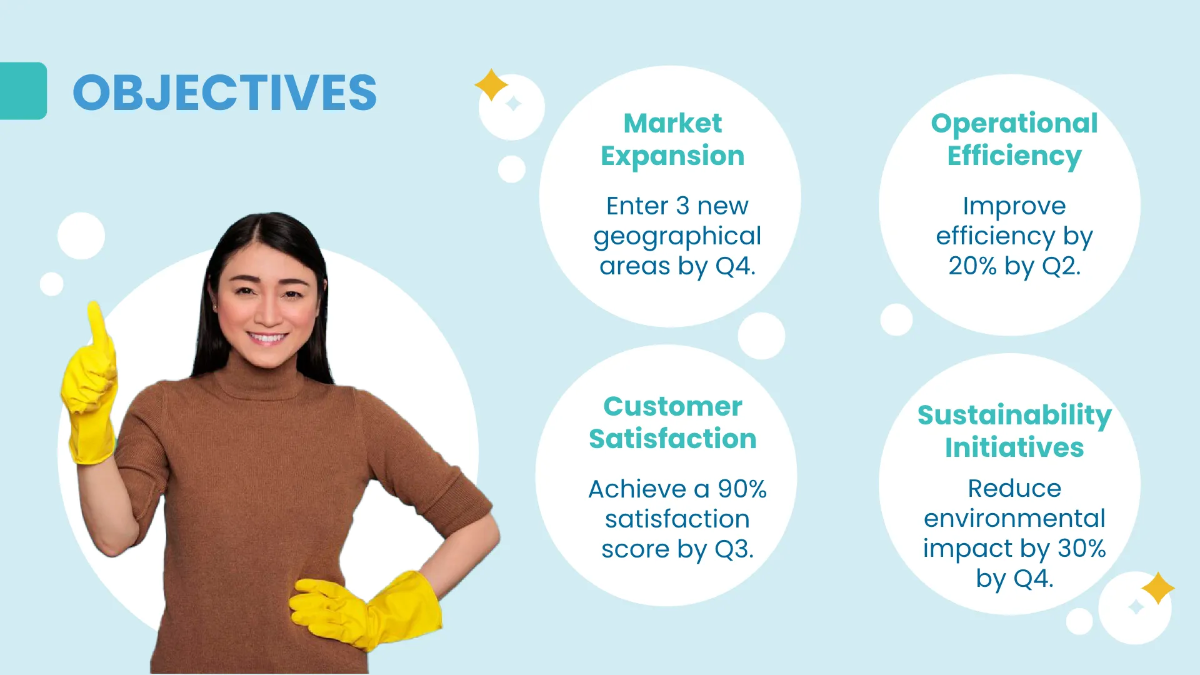 Free Cleaning Services Annual Strategy and Goals Presentation Template to Edit Online