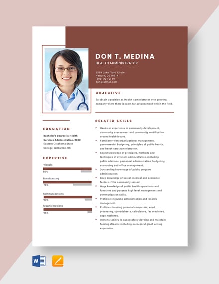 Free Health Care Facility Administrator Resume - Download in Word ...