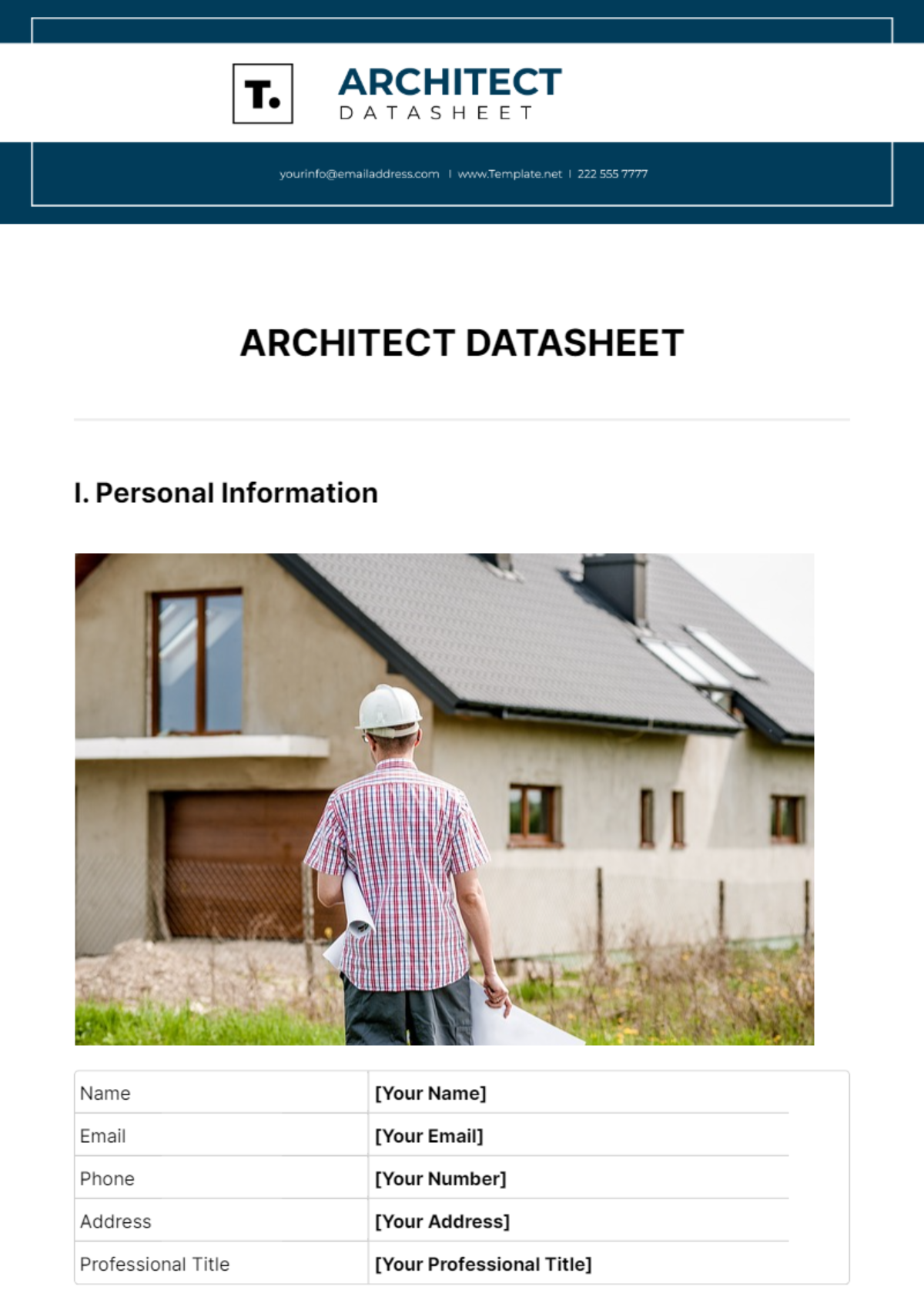 Architect Datasheet Template - Edit Online & Download