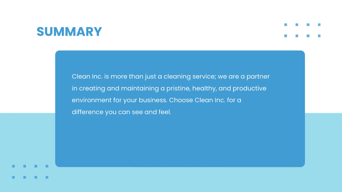 Free Commercial Cleaning Solutions Presentation Template to Edit Online