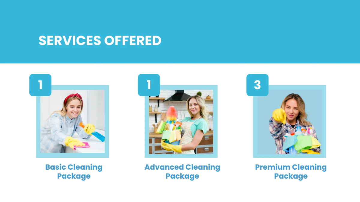 Free Commercial Cleaning Solutions Presentation Template to Edit Online