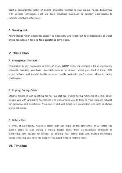 Free Wellness Recovery Action Plan Template to Edit Online