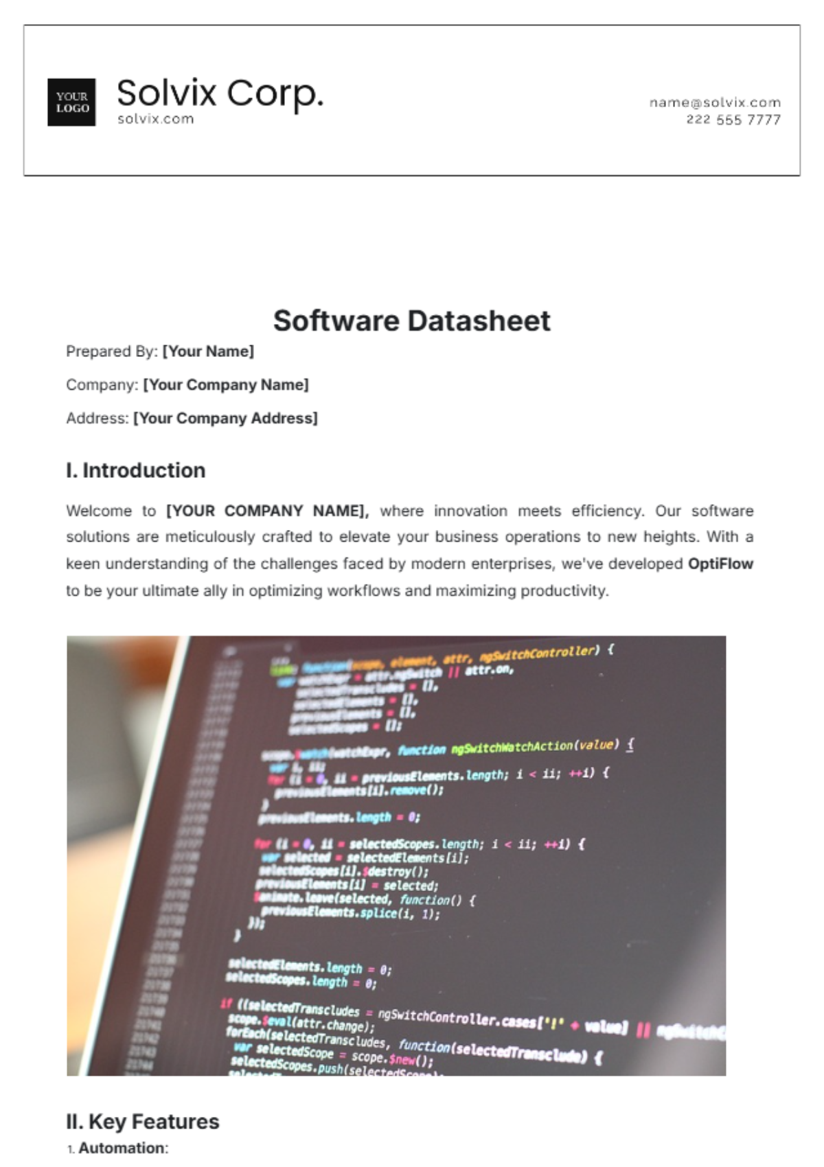 Software Datasheet Template