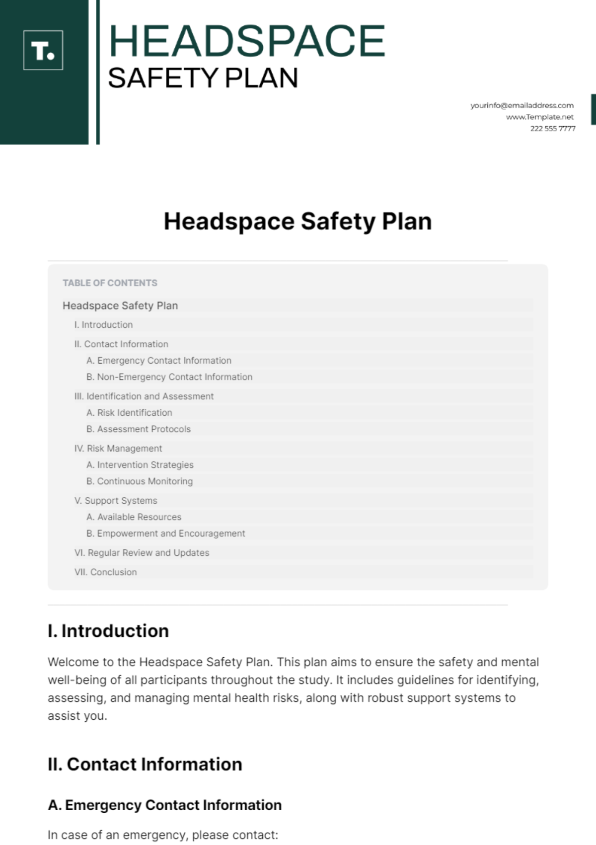 Free Safety Plan Templates And Examples Edit Online And Download 9654