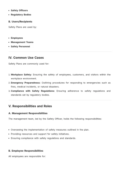 Free Safety Plan Template to Edit Online