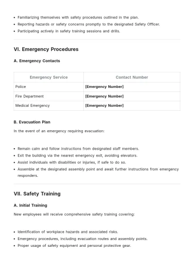 Free Safety Plan Template to Edit Online