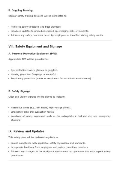Free Safety Plan Template to Edit Online