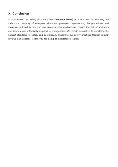 Free Safety Plan Template to Edit Online