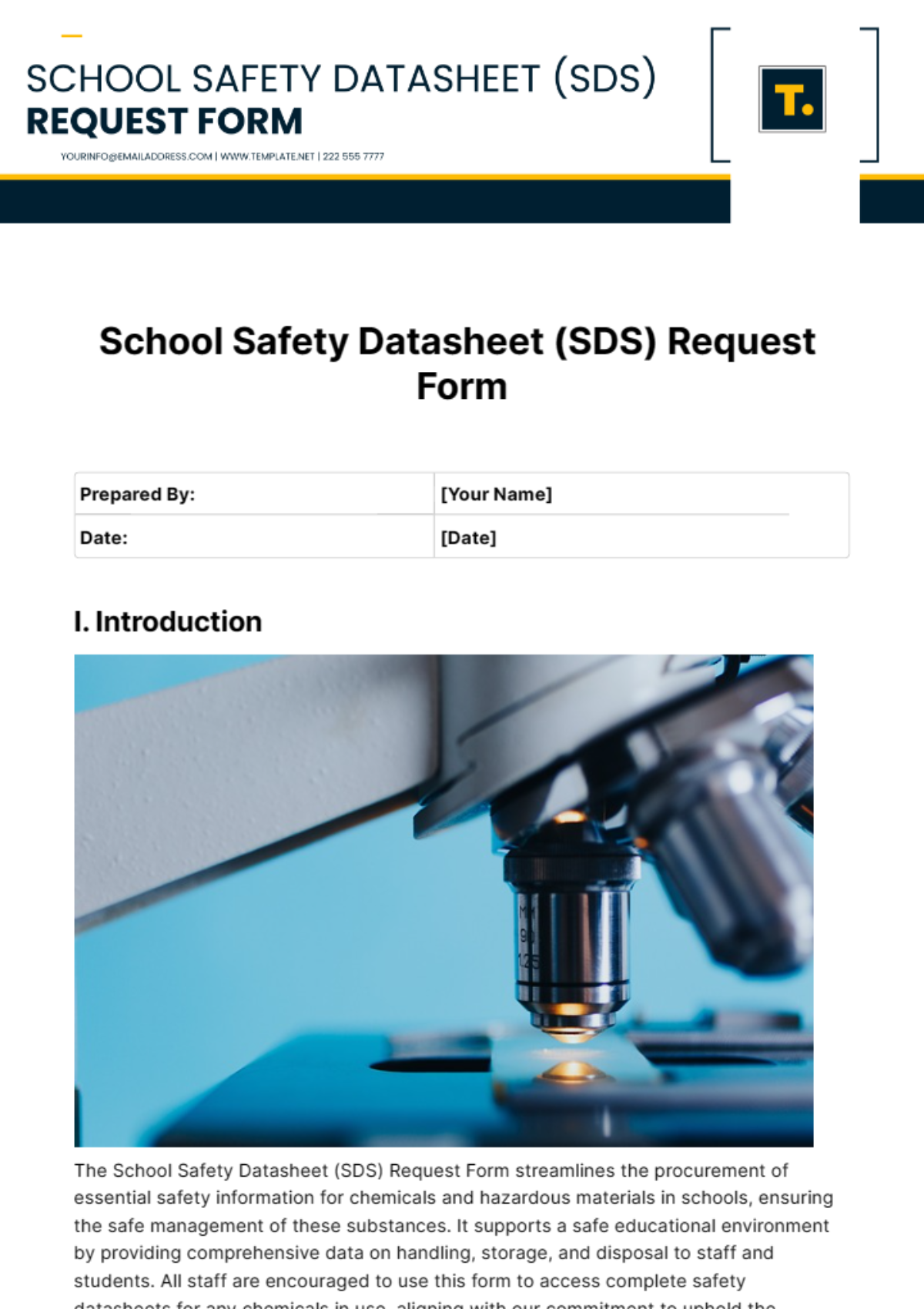 School Safety Datasheet (SDS) Request Form Template - Edit Online & Download