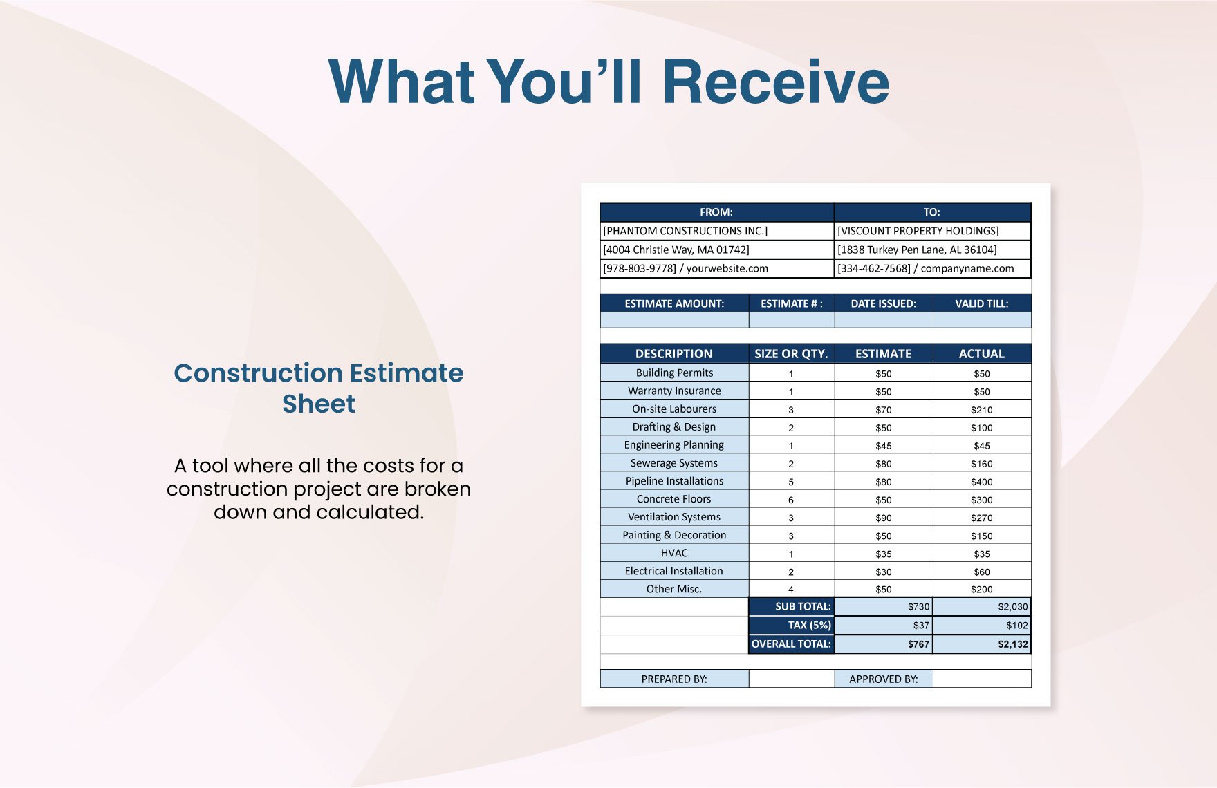 General Construction Estimate Template