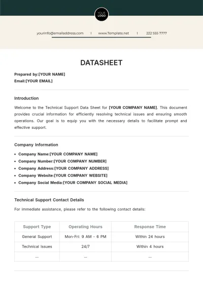 Free Data Sheet Template to Edit Online