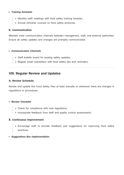 Free Food Safety Plan Template to Edit Online